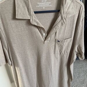Vineyard Vines Tan Polo Shirt with Soft Fabric and Relaxed Fit